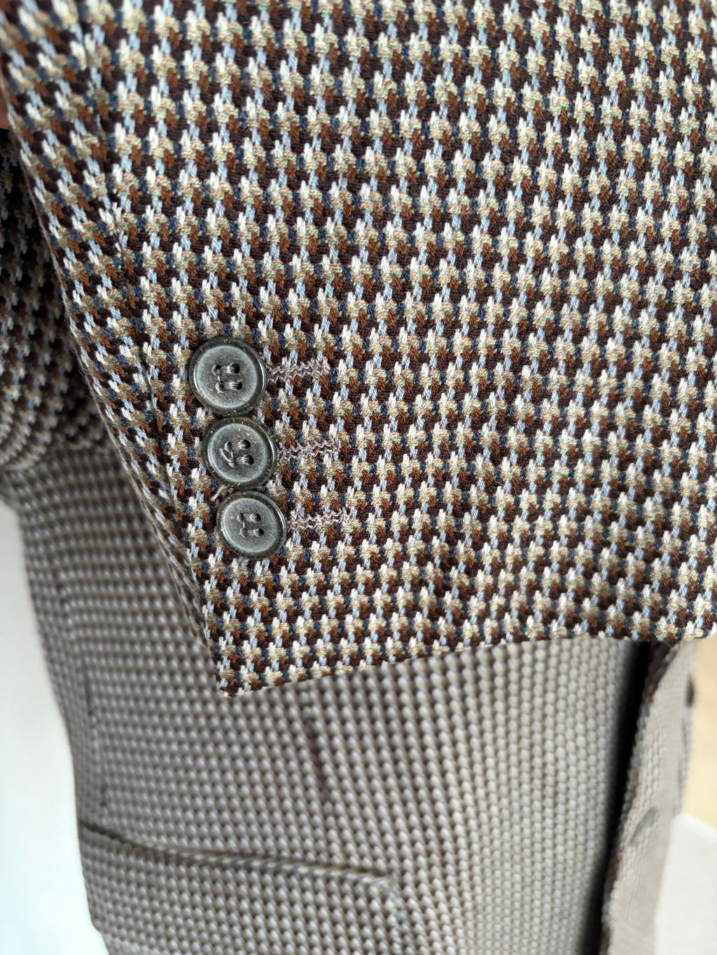 Yves Saint Laurent Brown/White Houndstooth 2-Button Single-Breasted Blazer Vintage
