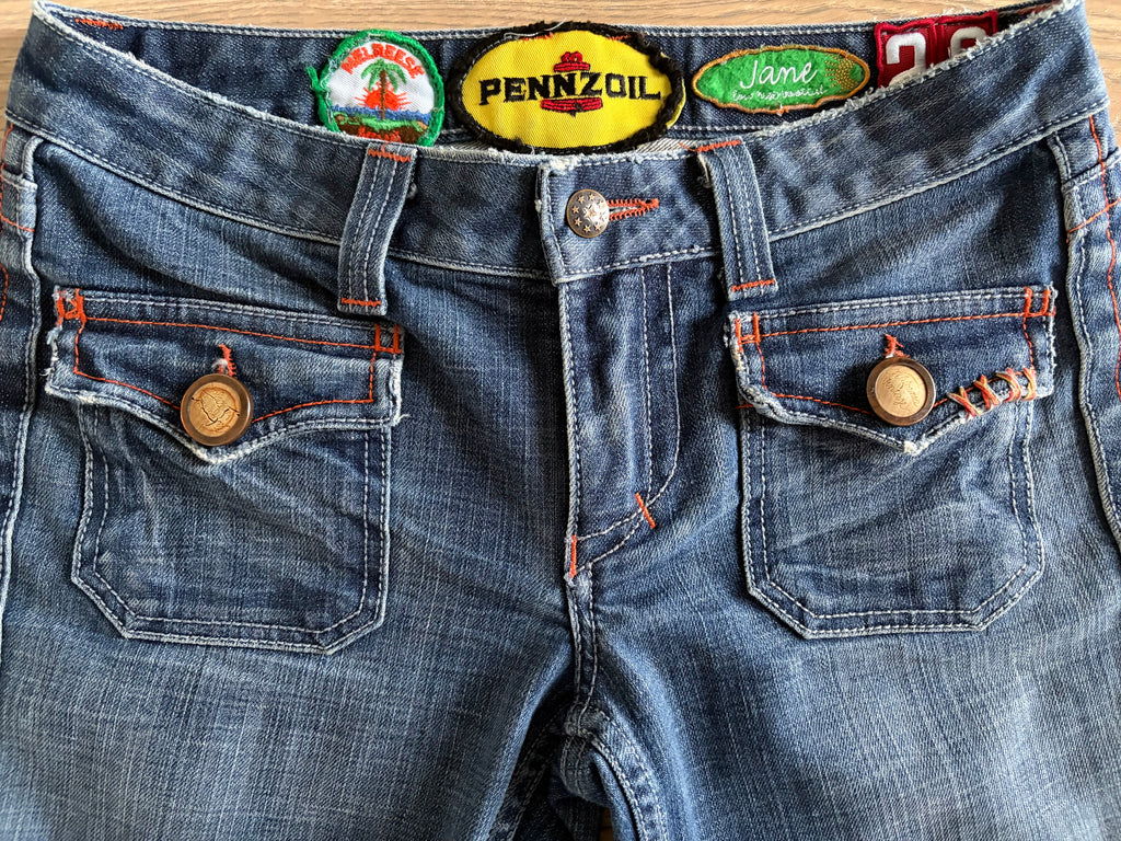 California Vintage USA Y2K Women's Blue Denim Bootcut jeans Slim mid Rise 28x30