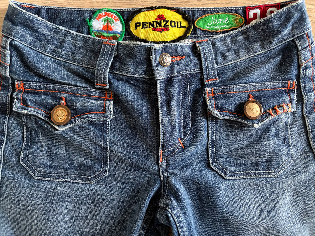 California Vintage USA Y2K Women's Blue Denim Bootcut jeans Slim mid Rise 28x30