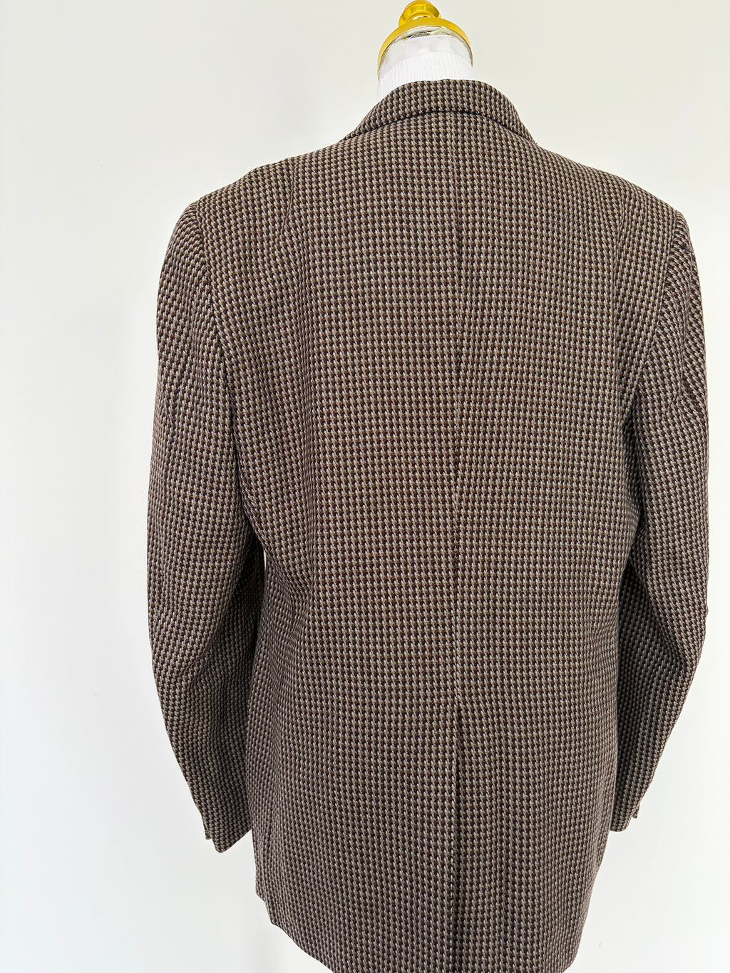 Yves Saint Laurent Brown/White Houndstooth 2-Button Single-Breasted Blazer Vintage
