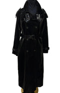 NERAZZURI Faux Leather Patent Long Coat Trench Super Soft Shiny Black M