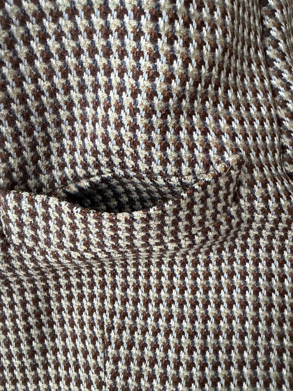 Yves Saint Laurent Brown/White Houndstooth 2-Button Single-Breasted Blazer Vintage