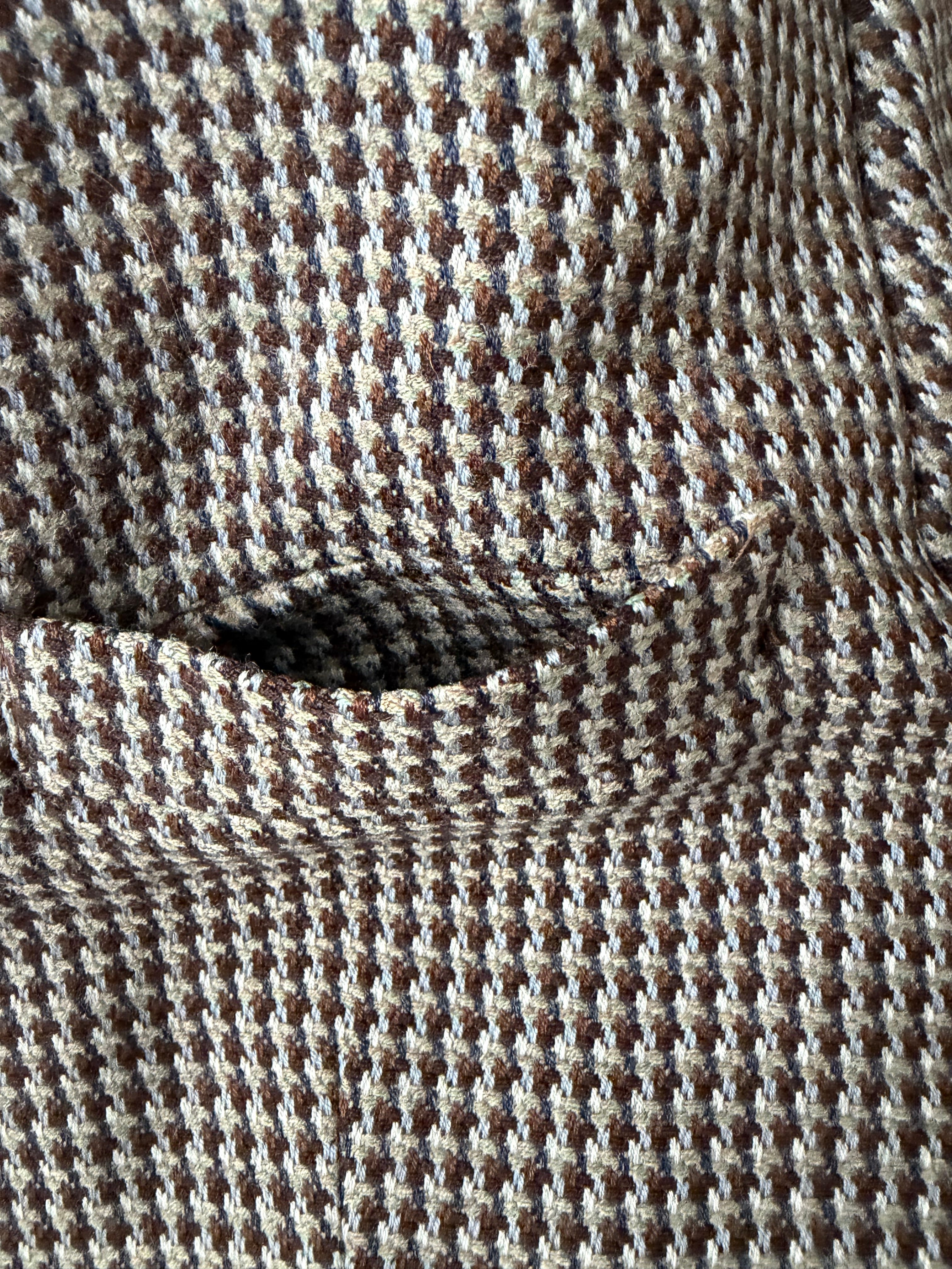 Yves Saint Laurent Brown/White Houndstooth 2-Button Single-Breasted Blazer Vintage