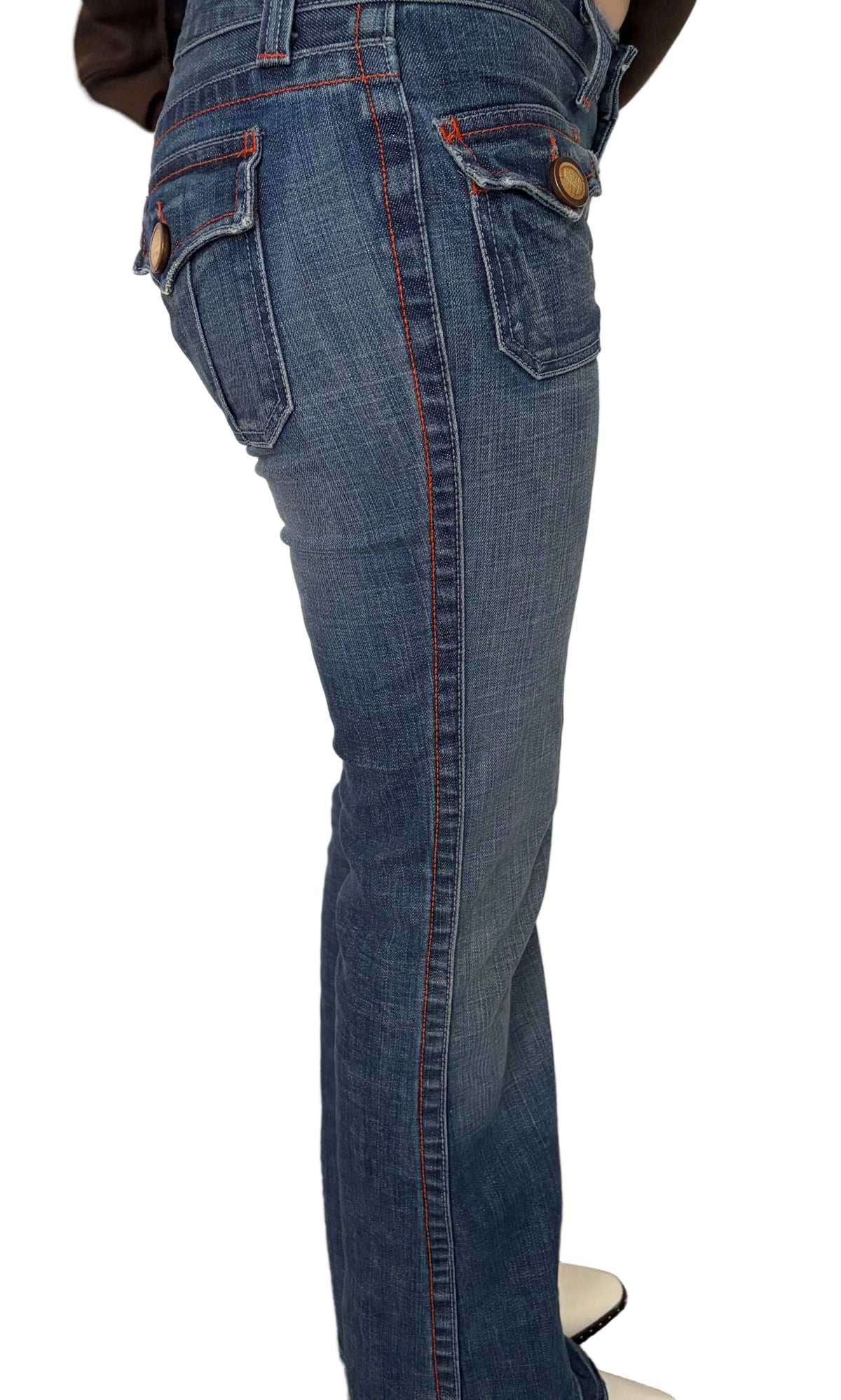 California Vintage USA Y2K Women's Blue Denim Bootcut jeans Slim mid Rise 28x30