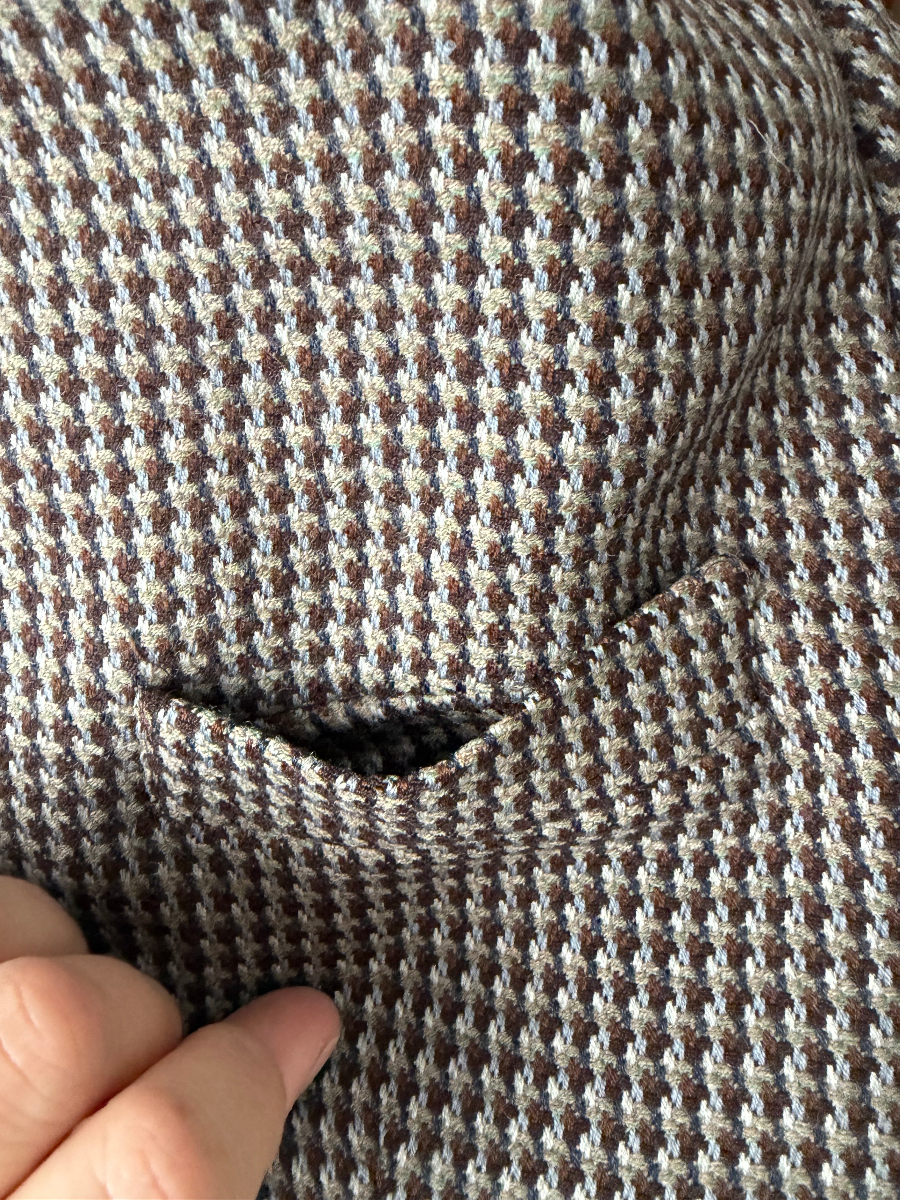 Yves Saint Laurent Brown/White Houndstooth 2-Button Single-Breasted Blazer Vintage