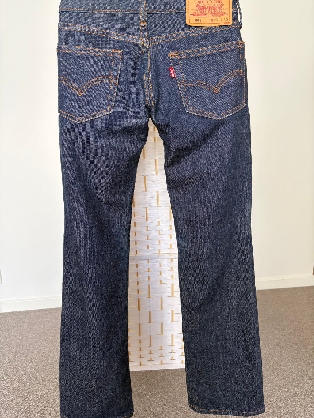 Levi's 593 Vintage Women's Dark Wash Blue Denim Bootcut Low Rise Jeans 26x30