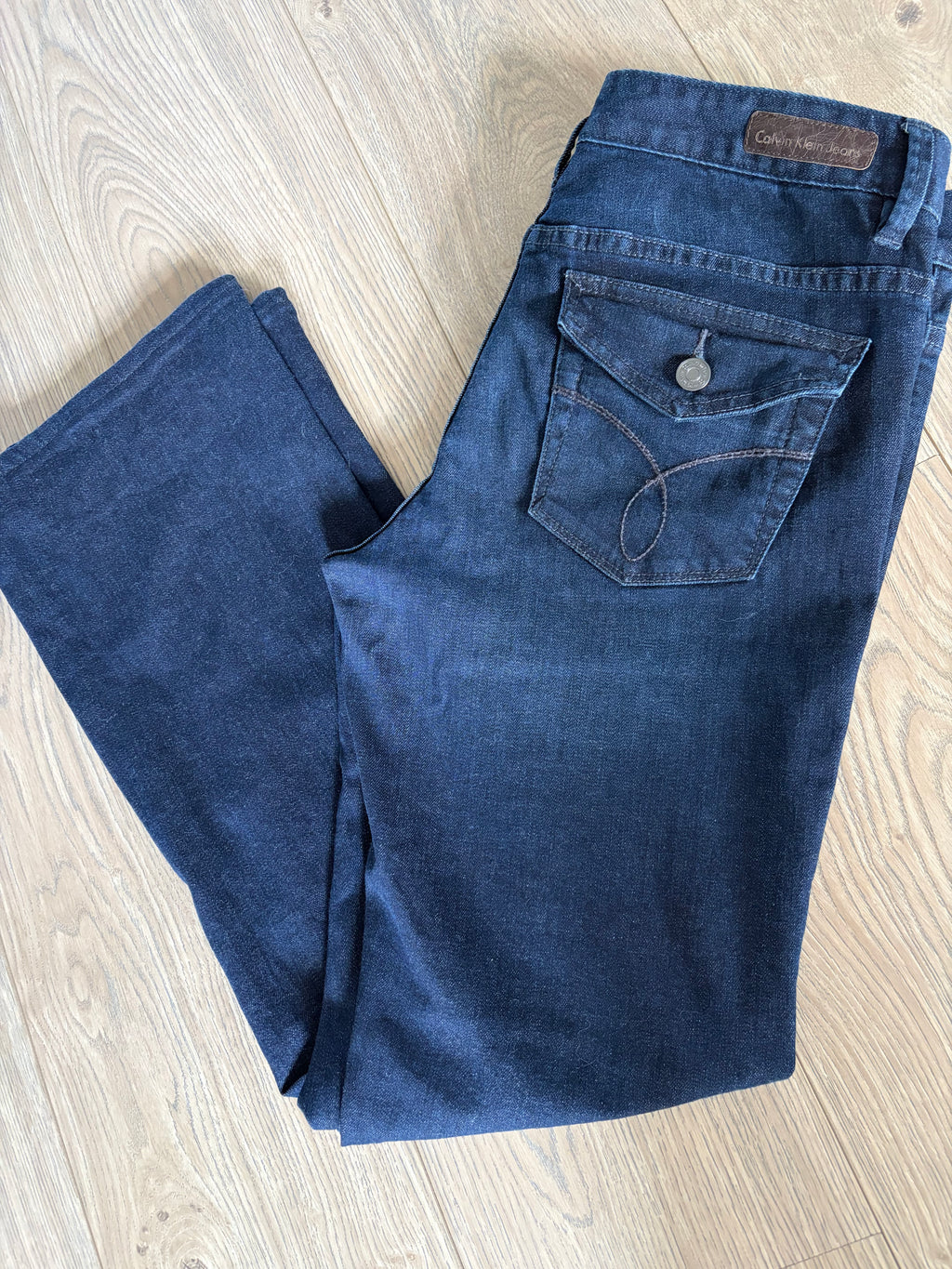 Calvin Klein Lean Boot Vintage Women’s Dark Wash Blue Denim Bootcut Slim 32x30