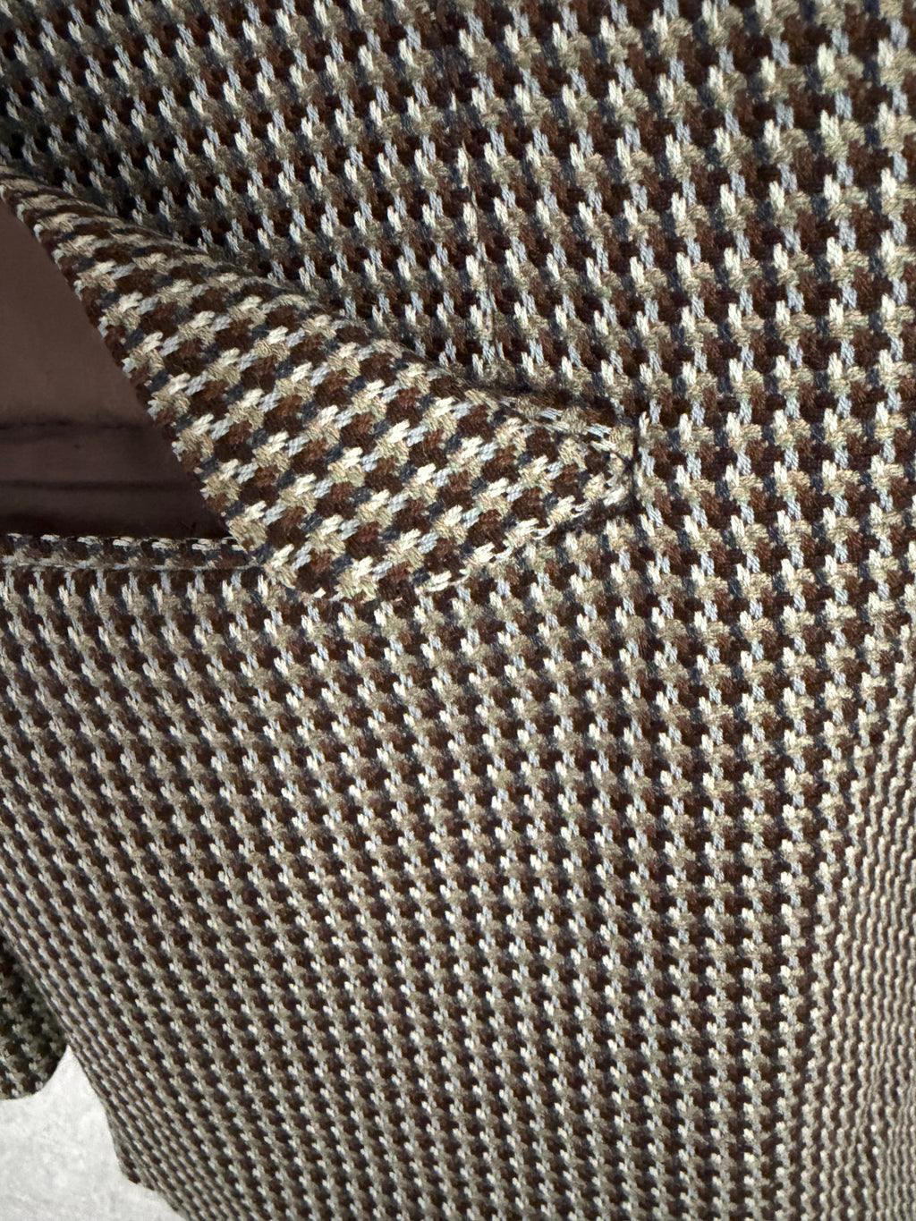 Yves Saint Laurent Brown/White Houndstooth 2-Button Single-Breasted Blazer Vintage