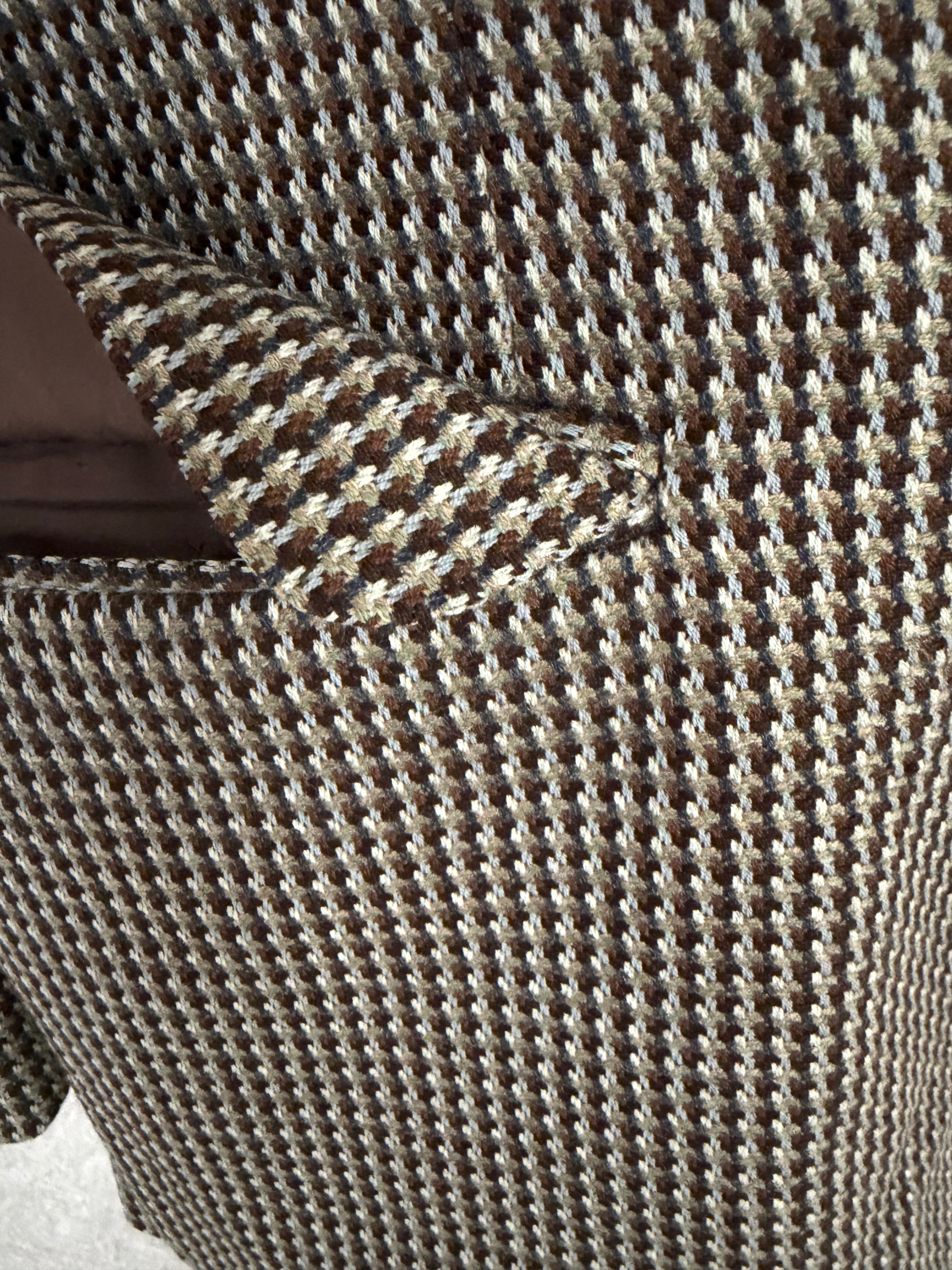 Yves Saint Laurent Brown/White Houndstooth 2-Button Single-Breasted Blazer Vintage