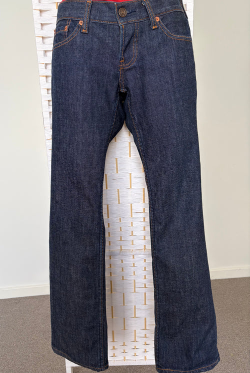 Levi's 593 Vintage Women's Dark Wash Blue Denim Bootcut Low Rise Jeans 26x30