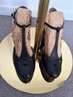 Zizi by Florsheim Vintage Black Leather T-Strap High Heels — EU 39 / AU 8